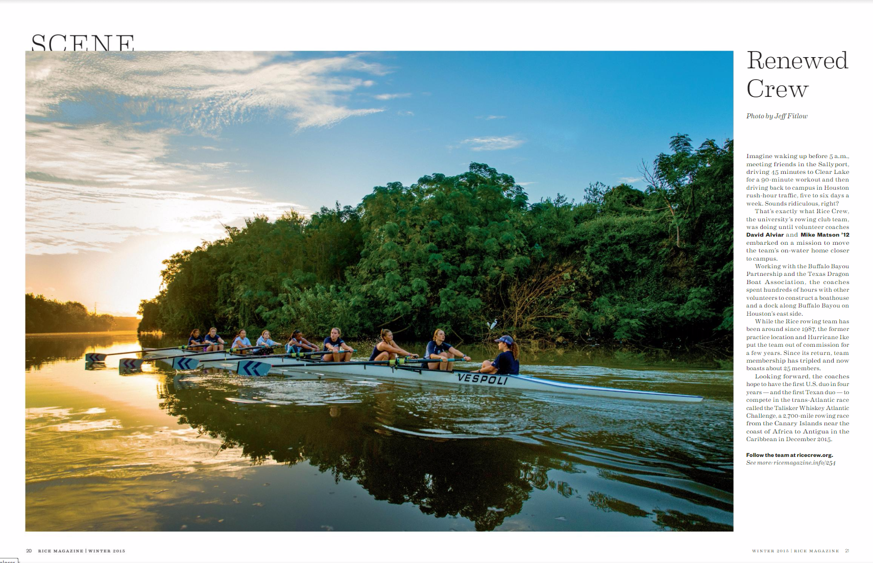 Rice Magazine | Winter 2015  - "Renewed Crew"